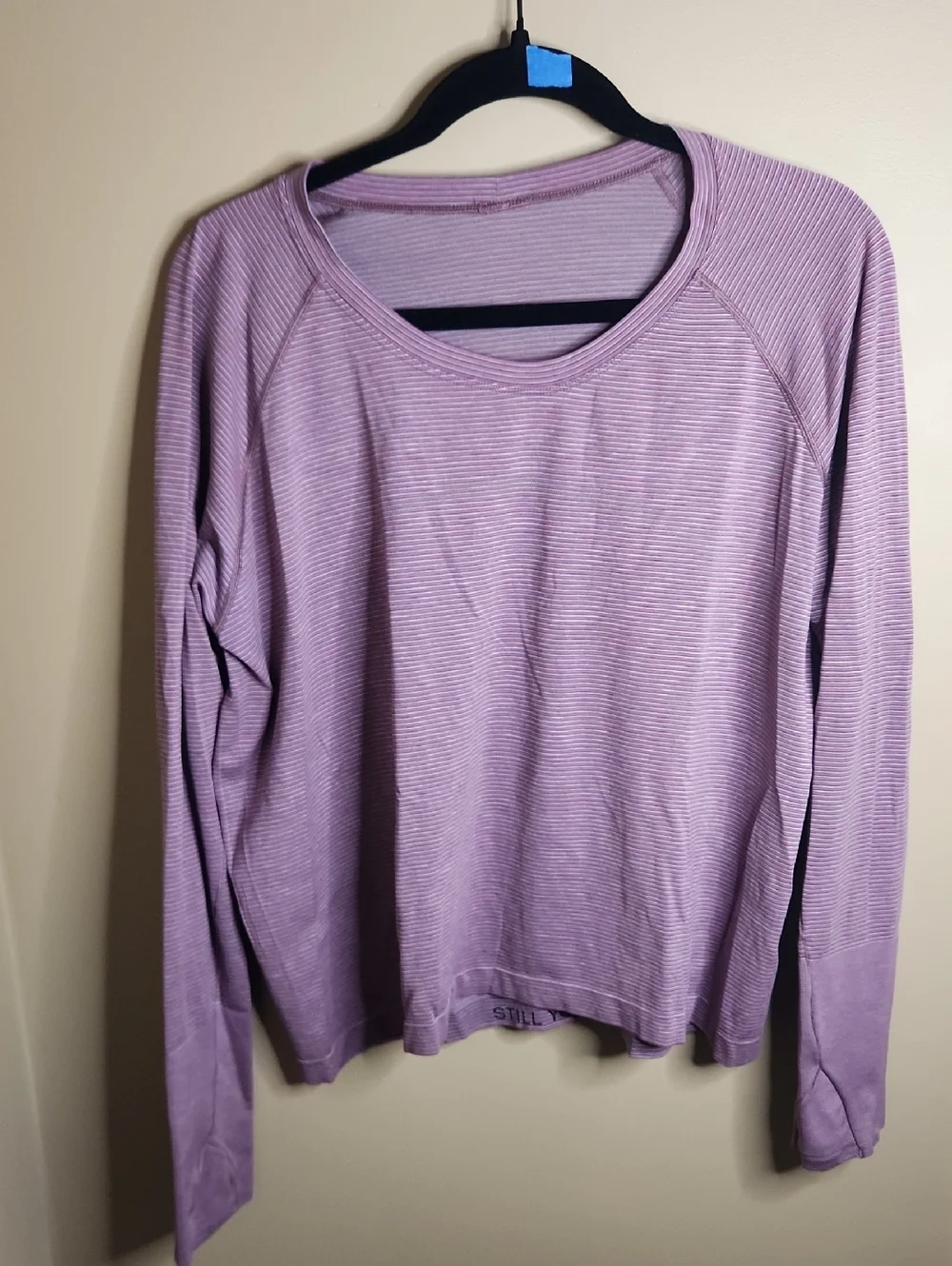 Lululemon Swiftly Tech Long Sleeve Crew in Plum/Grey Stripe. Size 18 - Picture 1 of 3